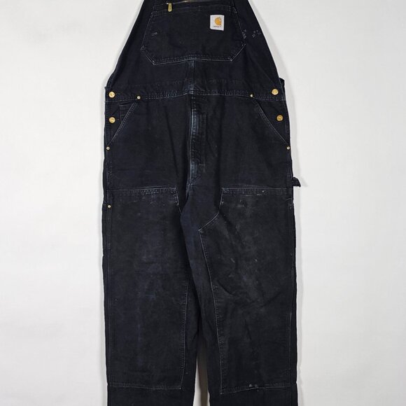 Carhartt Other - Carhartt Distressed Double Knee Workwear Men XL Black Denim Overalls
